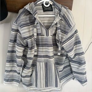 Levi's Blue and White Striped Hoodie
